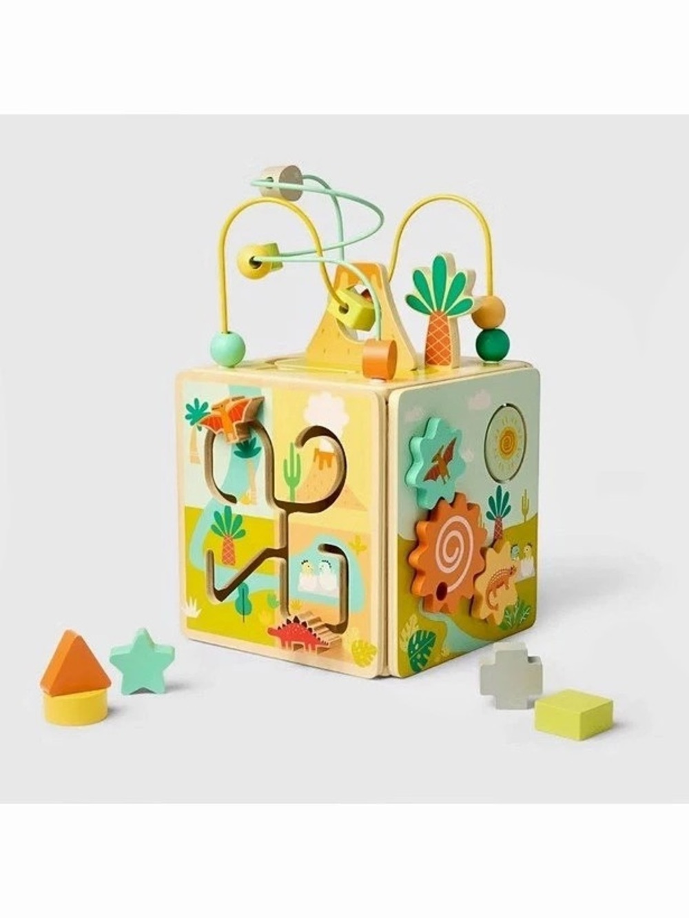 Gigglescape Activity Cube Toy Yellow & Green Like New